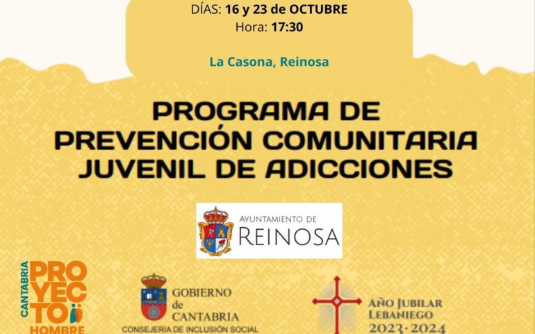 El Programa de Prevención Comunitaria Juvenil de Adiciones celebrará dos sesiones informativas en Reinosa
