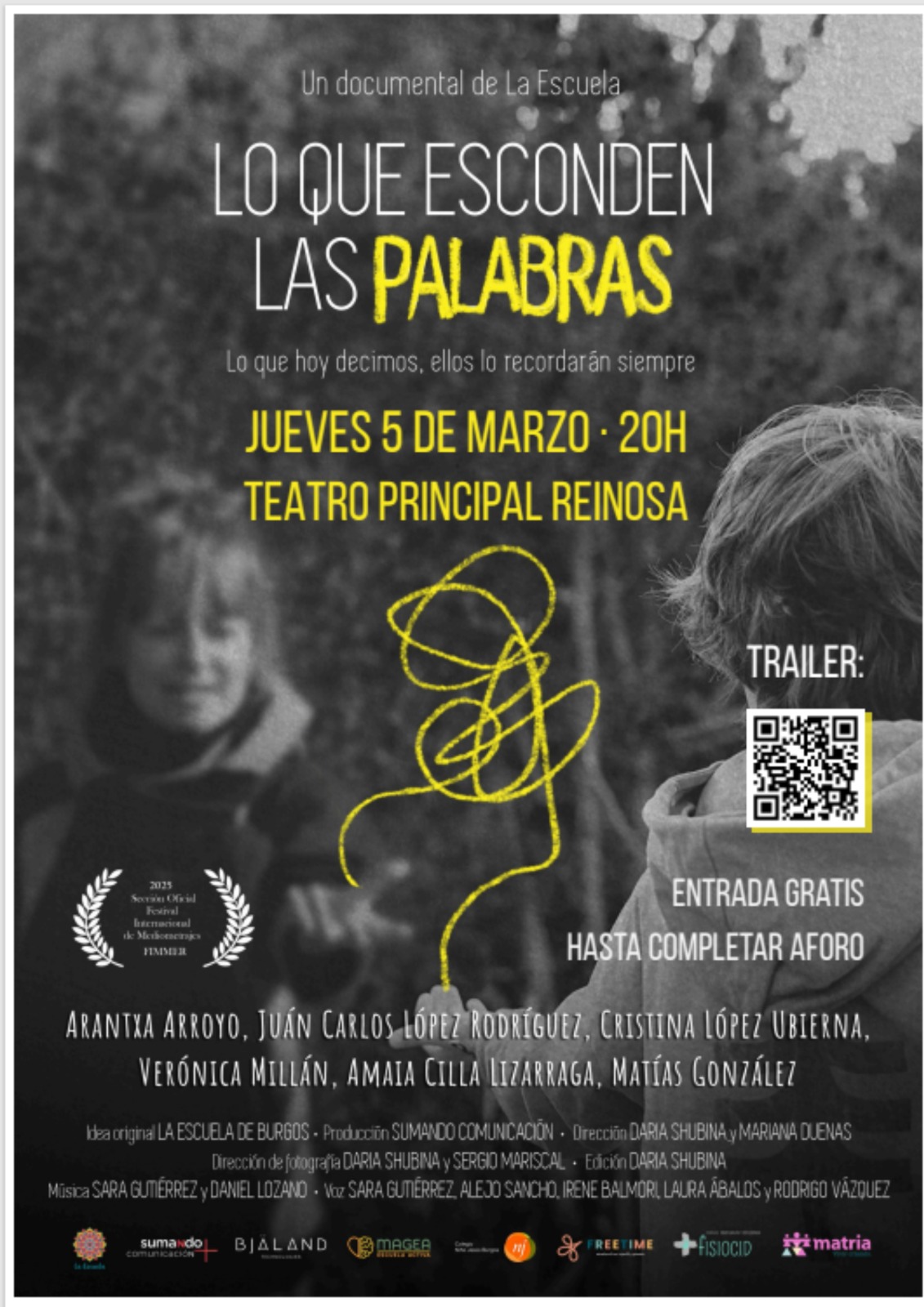 Cartel de la proyección del documental "Lo que esconden las palabras"