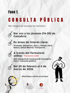 Cartel informativo sobre la Consulta Pública por un Plan Integral para los Jóvenes de Cantabria
